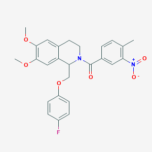 (1-((4-fluorophenoxy)methyl)-6,7-dimethoxy-3,4-dihydroisoquinolin-2(1H)-yl)(4-methyl-3-nitrophenyl)methanone