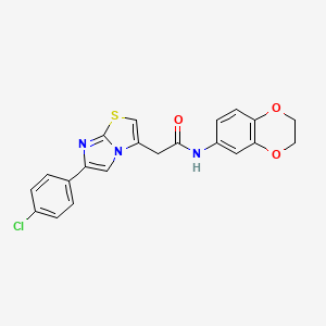 molecular formula C21H16ClN3O3S B14964962 2-[6-(4-chlorophenyl)imidazo[2,1-b][1,3]thiazol-3-yl]-N-(2,3-dihydro-1,4-benzodioxin-6-yl)acetamide 