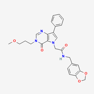 N-(1,3-benzodioxol-5-ylmethyl)-2-[3-(3-methoxypropyl)-4-oxo-7-phenyl-3,4-dihydro-5H-pyrrolo[3,2-d]pyrimidin-5-yl]acetamide