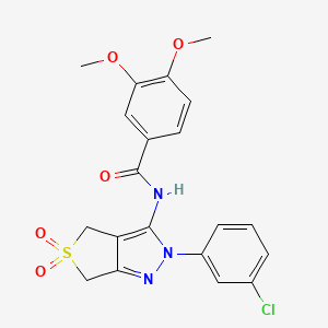 molecular formula C20H18ClN3O5S B14965132 N-(2-(3-chlorophenyl)-5,5-dioxido-4,6-dihydro-2H-thieno[3,4-c]pyrazol-3-yl)-3,4-dimethoxybenzamide 