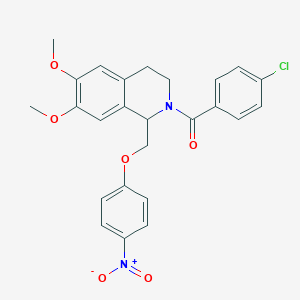 molecular formula C25H23ClN2O6 B14965217 (4-chlorophenyl)(6,7-dimethoxy-1-((4-nitrophenoxy)methyl)-3,4-dihydroisoquinolin-2(1H)-yl)methanone 