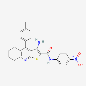 molecular formula C25H22N4O3S B14965222 3-amino-4-(4-methylphenyl)-N-(4-nitrophenyl)-5,6,7,8-tetrahydrothieno[2,3-b]quinoline-2-carboxamide 