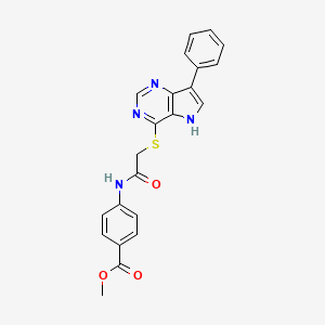 molecular formula C22H18N4O3S B14965308 methyl 4-({[(7-phenyl-5H-pyrrolo[3,2-d]pyrimidin-4-yl)sulfanyl]acetyl}amino)benzoate 