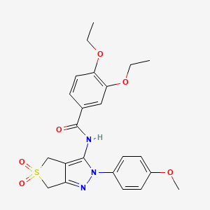 molecular formula C23H25N3O6S B14965483 3,4-diethoxy-N-(2-(4-methoxyphenyl)-5,5-dioxido-4,6-dihydro-2H-thieno[3,4-c]pyrazol-3-yl)benzamide 