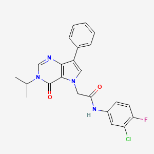 N-(3-chloro-4-fluorophenyl)-2-[4-oxo-7-phenyl-3-(propan-2-yl)-3,4-dihydro-5H-pyrrolo[3,2-d]pyrimidin-5-yl]acetamide