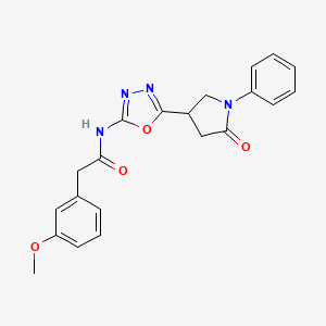 molecular formula C21H20N4O4 B14965541 2-(3-methoxyphenyl)-N-[5-(5-oxo-1-phenylpyrrolidin-3-yl)-1,3,4-oxadiazol-2-yl]acetamide 