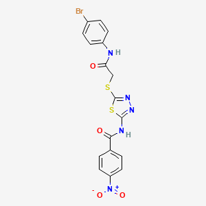 molecular formula C17H12BrN5O4S2 B14965555 N-(5-((2-((4-bromophenyl)amino)-2-oxoethyl)thio)-1,3,4-thiadiazol-2-yl)-4-nitrobenzamide 