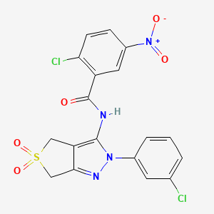 molecular formula C18H12Cl2N4O5S B14965587 2-chloro-N-(2-(3-chlorophenyl)-5,5-dioxido-4,6-dihydro-2H-thieno[3,4-c]pyrazol-3-yl)-5-nitrobenzamide 