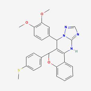 molecular formula C27H24N4O3S B14965612 7-(3,4-dimethoxyphenyl)-6-[4-(methylsulfanyl)phenyl]-7,12-dihydro-6H-chromeno[4,3-d][1,2,4]triazolo[1,5-a]pyrimidine 