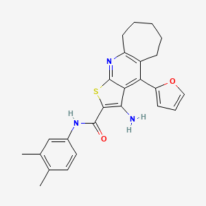 molecular formula C25H25N3O2S B14965635 3-amino-N-(3,4-dimethylphenyl)-4-(2-furyl)-6,7,8,9-tetrahydro-5H-cyclohepta[b]thieno[3,2-e]pyridine-2-carboxamide 