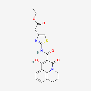 molecular formula C20H19N3O5S B14965654 Ethyl (2-{[(7-hydroxy-5-oxo-2,3-dihydro-1H,5H-pyrido[3,2,1-IJ]quinolin-6-YL)carbonyl]amino}-1,3-thiazol-4-YL)acetate 