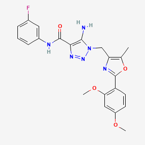 molecular formula C22H21FN6O4 B14965672 5-amino-1-{[2-(2,4-dimethoxyphenyl)-5-methyl-1,3-oxazol-4-yl]methyl}-N-(3-fluorophenyl)-1H-1,2,3-triazole-4-carboxamide 