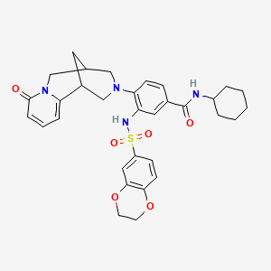 N-cyclohexyl-3-((2,3-dihydrobenzo[b][1,4]dioxine)-6-sulfonamido)-4-(8-oxo-1,5,6,8-tetrahydro-2H-1,5-methanopyrido[1,2-a][1,5]diazocin-3(4H)-yl)benzamide