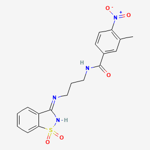 molecular formula C18H18N4O5S B14965736 N-{3-[(1,1-dioxido-1,2-benzothiazol-3-yl)amino]propyl}-3-methyl-4-nitrobenzamide 