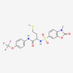 2-((3-Methyl-2-oxo-2,3-dihydrobenzo[d]oxazole)-6-sulfonamido)-4-(methylthio)-N-(4-(trifluoromethoxy)phenyl)butanamide