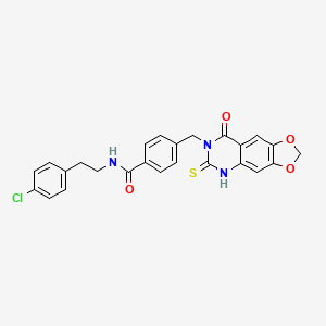 N-[2-(4-chlorophenyl)ethyl]-4-[(8-oxo-6-sulfanylidene-5H-[1,3]dioxolo[4,5-g]quinazolin-7-yl)methyl]benzamide