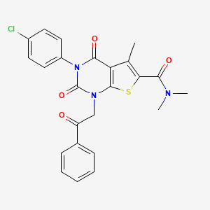 molecular formula C24H20ClN3O4S B14965809 3-(4-chlorophenyl)-N,N,5-trimethyl-2,4-dioxo-1-(2-oxo-2-phenylethyl)-1,2,3,4-tetrahydrothieno[2,3-d]pyrimidine-6-carboxamide 