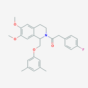 1-(1-((3,5-dimethylphenoxy)methyl)-6,7-dimethoxy-3,4-dihydroisoquinolin-2(1H)-yl)-2-(4-fluorophenyl)ethanone