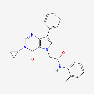 molecular formula C24H22N4O2 B14965848 2-{3-Cyclopropyl-4-oxo-7-phenyl-3H,4H,5H-pyrrolo[3,2-D]pyrimidin-5-YL}-N-(2-methylphenyl)acetamide 