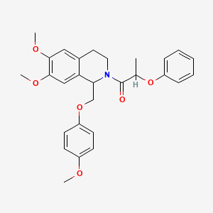 1-(6,7-dimethoxy-1-((4-methoxyphenoxy)methyl)-3,4-dihydroisoquinolin-2(1H)-yl)-2-phenoxypropan-1-one