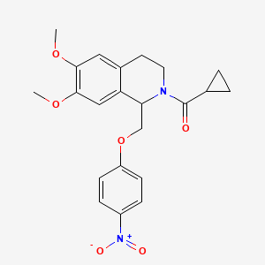 molecular formula C22H24N2O6 B14965890 cyclopropyl(6,7-dimethoxy-1-((4-nitrophenoxy)methyl)-3,4-dihydroisoquinolin-2(1H)-yl)methanone 