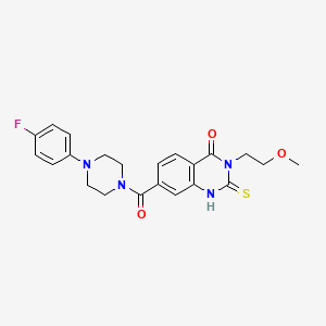 molecular formula C22H23FN4O3S B14965892 7-{[4-(4-fluorophenyl)piperazin-1-yl]carbonyl}-3-(2-methoxyethyl)-2-thioxo-2,3-dihydroquinazolin-4(1H)-one 