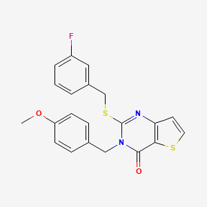 molecular formula C21H17FN2O2S2 B14965918 2-[(3-fluorobenzyl)sulfanyl]-3-(4-methoxybenzyl)thieno[3,2-d]pyrimidin-4(3H)-one 