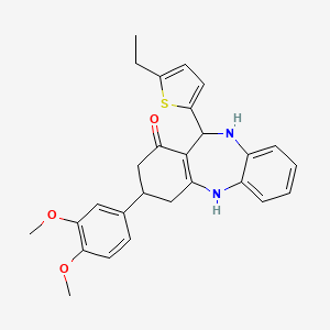 molecular formula C27H28N2O3S B14965920 3-(3,4-dimethoxyphenyl)-11-(5-ethylthiophen-2-yl)-2,3,4,5,10,11-hexahydro-1H-dibenzo[b,e][1,4]diazepin-1-one 