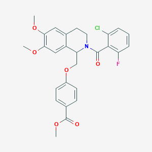 molecular formula C27H25ClFNO6 B14965952 Methyl 4-((2-(2-chloro-6-fluorobenzoyl)-6,7-dimethoxy-1,2,3,4-tetrahydroisoquinolin-1-yl)methoxy)benzoate 