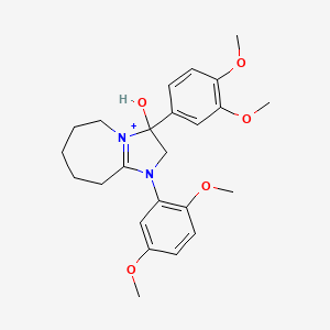 molecular formula C24H31N2O5+ B14965954 1-(2,5-dimethoxyphenyl)-3-(3,4-dimethoxyphenyl)-3-hydroxy-2,5,6,7,8,9-hexahydro-3H-imidazo[1,2-a]azepin-1-ium 