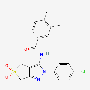 N-(2-(4-chlorophenyl)-5,5-dioxido-4,6-dihydro-2H-thieno[3,4-c]pyrazol-3-yl)-3,4-dimethylbenzamide