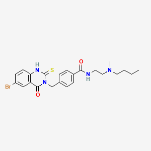 4-[(6-bromo-4-oxo-2-sulfanylidene-1H-quinazolin-3-yl)methyl]-N-[2-[butyl(methyl)amino]ethyl]benzamide