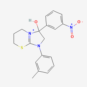 3-hydroxy-1-(3-methylphenyl)-3-(3-nitrophenyl)-2,3,6,7-tetrahydro-5H-imidazo[2,1-b][1,3]thiazin-1-ium