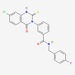 molecular formula C22H15ClFN3O2S B14966137 3-(7-chloro-4-oxo-2-sulfanylidene-1H-quinazolin-3-yl)-N-[(4-fluorophenyl)methyl]benzamide 