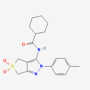 molecular formula C19H23N3O3S B14966184 N-(5,5-dioxido-2-(p-tolyl)-4,6-dihydro-2H-thieno[3,4-c]pyrazol-3-yl)cyclohexanecarboxamide 