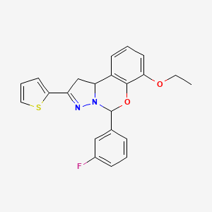 molecular formula C22H19FN2O2S B14966197 7-Ethoxy-5-(3-fluorophenyl)-2-(thiophen-2-yl)-1,10b-dihydropyrazolo[1,5-c][1,3]benzoxazine 