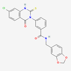 N-(1,3-benzodioxol-5-ylmethyl)-3-(7-chloro-4-oxo-2-sulfanylidene-1H-quinazolin-3-yl)benzamide