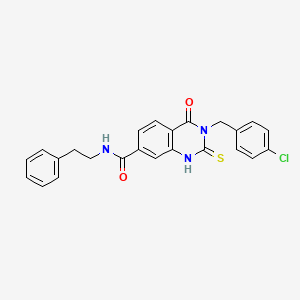 molecular formula C24H20ClN3O2S B14966249 3-(4-chlorobenzyl)-4-oxo-N-phenethyl-2-thioxo-1,2,3,4-tetrahydroquinazoline-7-carboxamide 