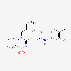 molecular formula C23H20ClN3O3S2 B14966284 2-((4-benzyl-1,1-dioxido-4H-benzo[e][1,2,4]thiadiazin-3-yl)thio)-N-(3-chloro-4-methylphenyl)acetamide 