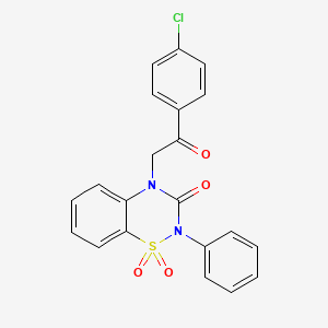 molecular formula C21H15ClN2O4S B14966404 4-[2-(4-chlorophenyl)-2-oxoethyl]-2-phenyl-2H-1,2,4-benzothiadiazin-3(4H)-one 1,1-dioxide 