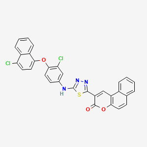 molecular formula C31H17Cl2N3O3S B14966441 2-(5-((3-Chloro-4-((4-chloronaphthalen-1-yl)oxy)phenyl)amino)-1,3,4-thiadiazol-2-yl)-3H-benzo[f]chromen-3-one 