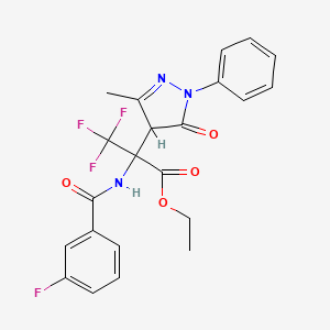 ethyl 3,3,3-trifluoro-2-{[(3-fluorophenyl)carbonyl]amino}-2-(3-methyl-5-oxo-1-phenyl-4,5-dihydro-1H-pyrazol-4-yl)propanoate