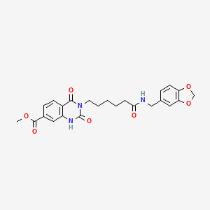 methyl 3-[6-(1,3-benzodioxol-5-ylmethylamino)-6-oxohexyl]-2,4-dioxo-1H-quinazoline-7-carboxylate