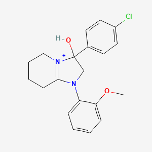 3-(4-Chlorophenyl)-3-hydroxy-1-(2-methoxyphenyl)-2,3,5,6,7,8-hexahydroimidazo[1,2-a]pyridin-1-ium