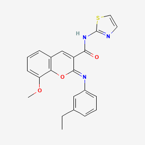 (2Z)-2-[(3-ethylphenyl)imino]-8-methoxy-N-(1,3-thiazol-2-yl)-2H-chromene-3-carboxamide