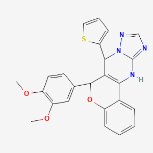 2-Methoxy-4-[7-(2-thienyl)-7,12-dihydro-6H-chromeno[4,3-D][1,2,4]triazolo[1,5-A]pyrimidin-6-YL]phenyl methyl ether