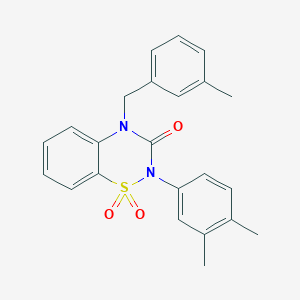 molecular formula C23H22N2O3S B14966537 2-(3,4-Dimethylphenyl)-4-[(3-methylphenyl)methyl]-1,1-dioxo-1lambda6,2,4-benzothiadiazin-3-one 