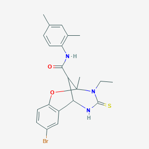 molecular formula C22H24BrN3O2S B14966545 8-bromo-N-(2,4-dimethylphenyl)-3-ethyl-2-methyl-4-thioxo-3,4,5,6-tetrahydro-2H-2,6-methano-1,3,5-benzoxadiazocine-11-carboxamide 