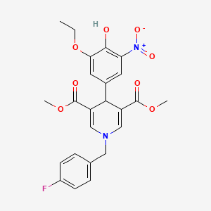 molecular formula C24H23FN2O8 B14966549 Dimethyl 4-(3-ethoxy-4-hydroxy-5-nitrophenyl)-1-(4-fluorobenzyl)-1,4-dihydropyridine-3,5-dicarboxylate 