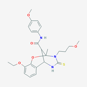 10-ethoxy-N-(4-methoxyphenyl)-3-(3-methoxypropyl)-2-methyl-4-thioxo-3,4,5,6-tetrahydro-2H-2,6-methano-1,3,5-benzoxadiazocine-11-carboxamide